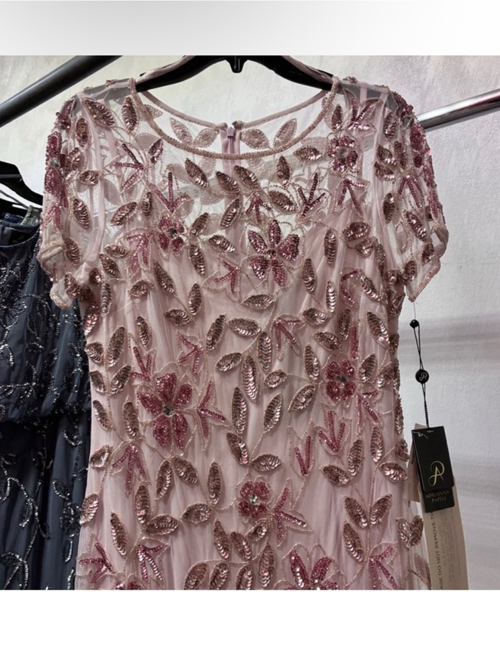 Adrianna Papell Blush Pink Beaded Gown Size 16 NWT Formal Evening Dress MOB GALA - Picture 7 of 16